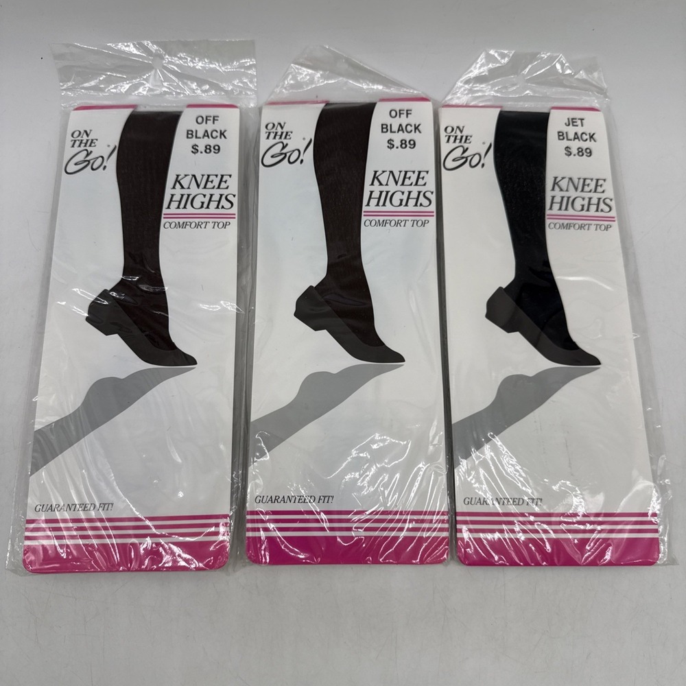 Vintage On The Go! Pantyhose Knee Highs - Off Black (2), Jet Black (1) Comfort